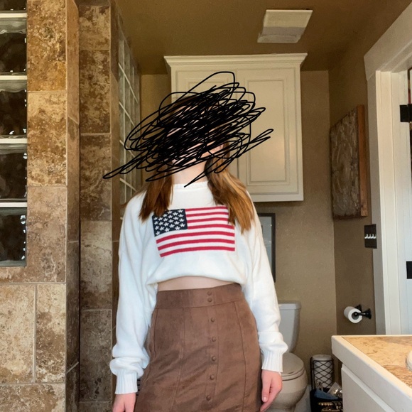 Girls Brown Button-Front Light Suede Skirt - Picture 5 of 7